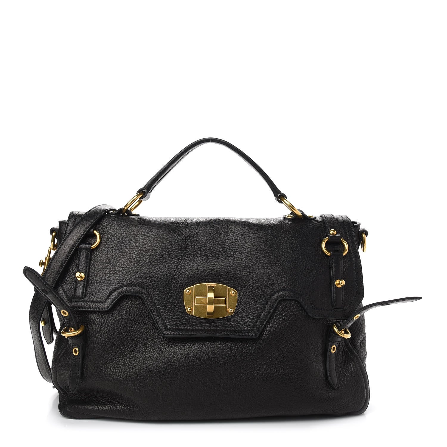 Miu Miu Cervo East-West Flap Satchel Black 1 of 9