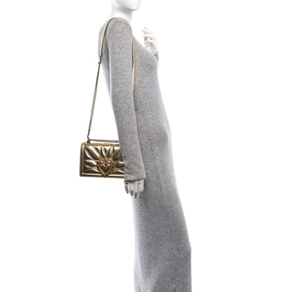 Dolce & Gabbana Metallic Nappa Quilted Medium Devotion Crossbody Bag Gold 2 of 10