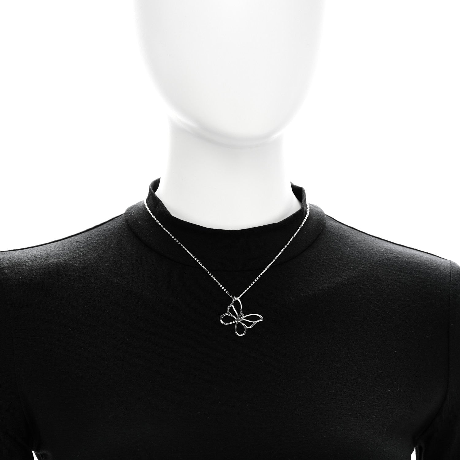 Tiffany Sterling Silver Butterfly Pendant Necklace 2 of 6
