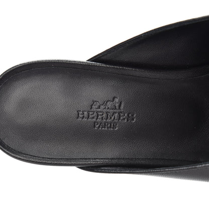 Hermes Goatskin Bi-Color Oz Mules 37.5 White Black 8 of 10