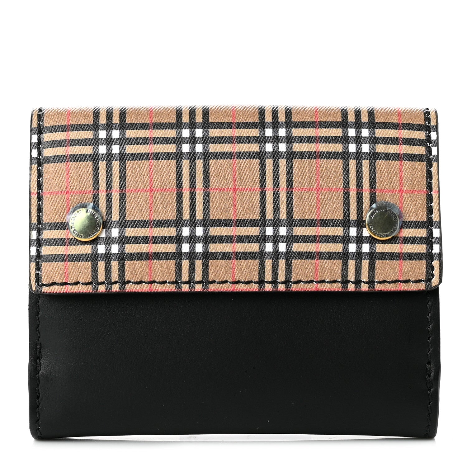 Burberry Mini Vintage Check Luna French Wallet Black 1 of 8