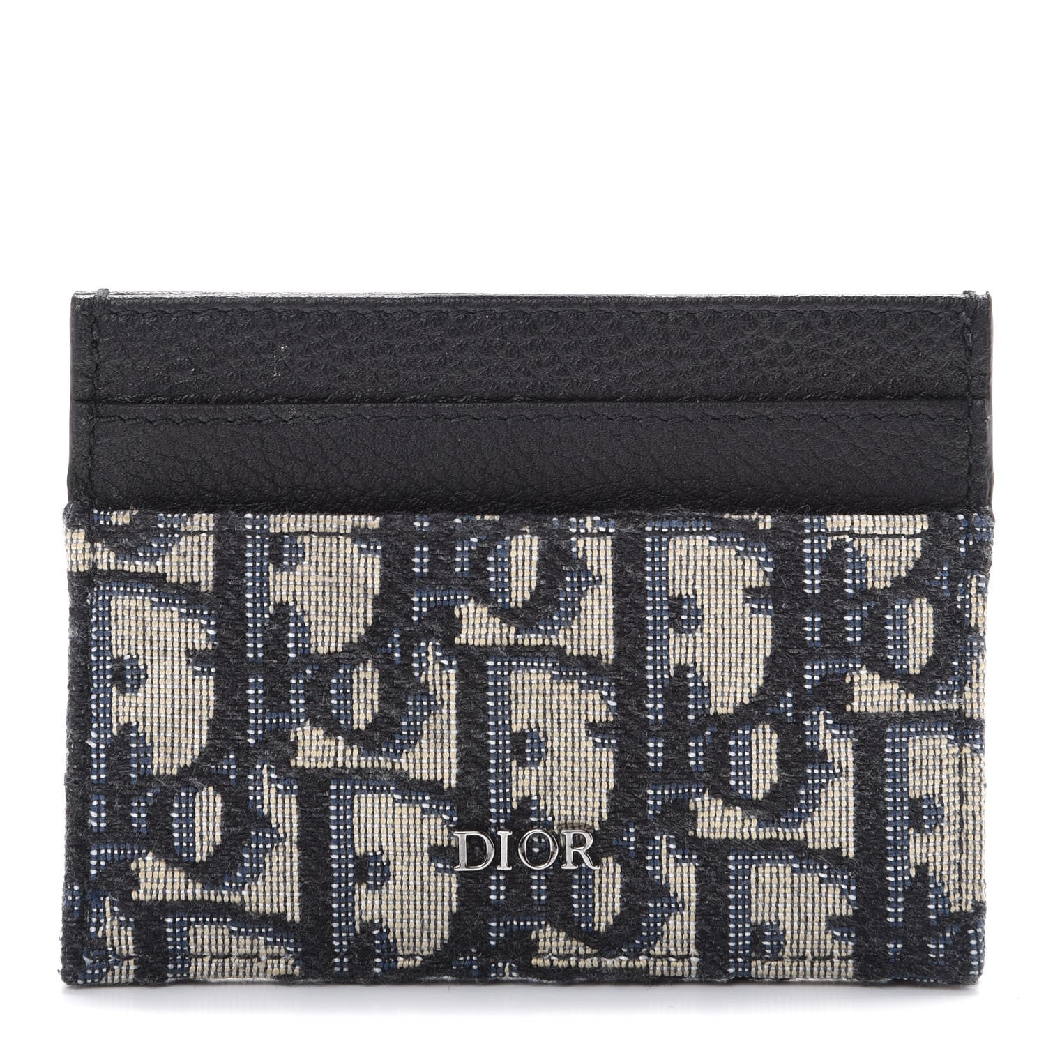 Christian Dior Grained Calfskin Oblique Card Holder Black 1 of 8