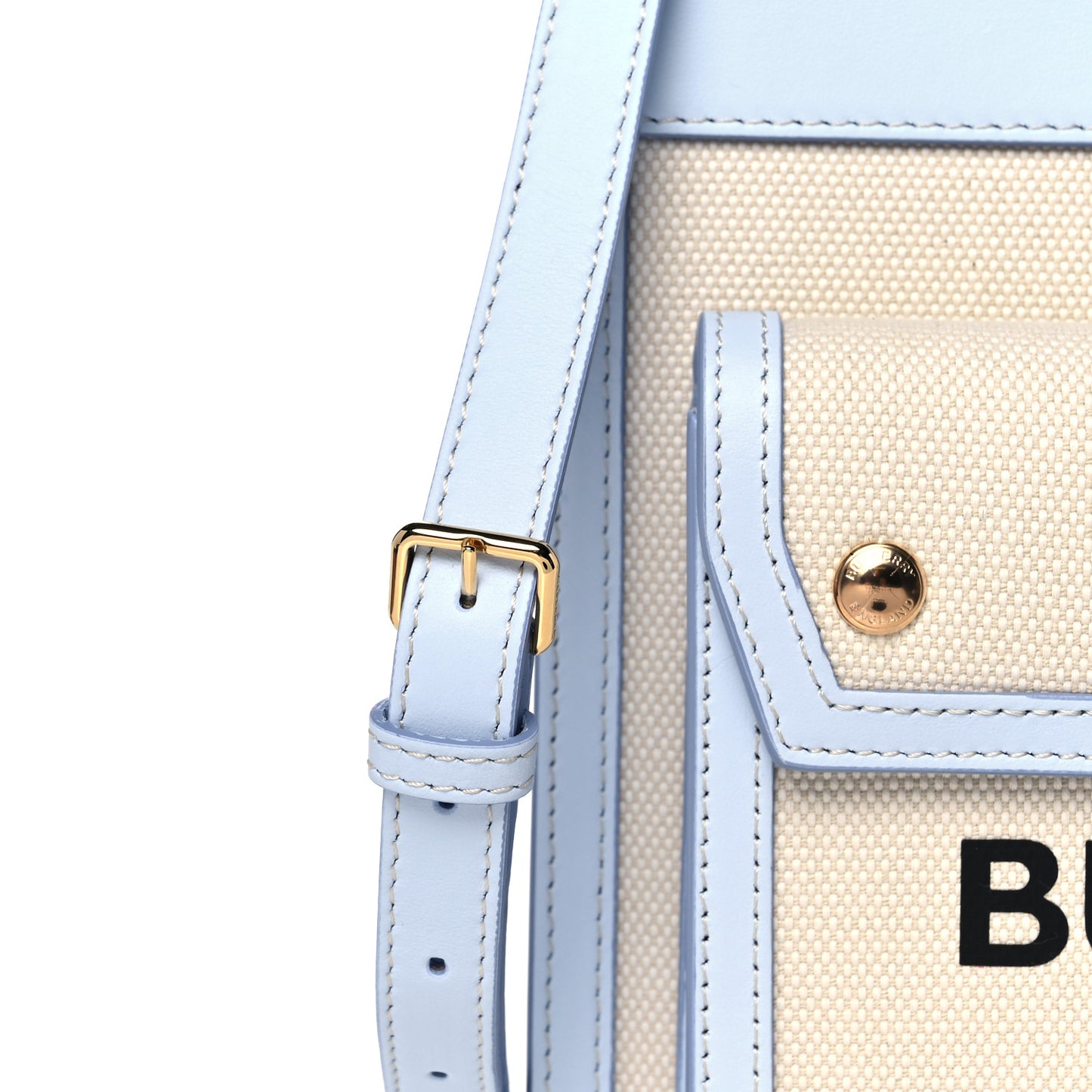 Canvas Smooth Calfskin Two Tone Mini Pocket Bag Natural Pale Blue