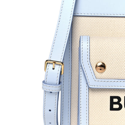 Burberry Canvas Smooth Calfskin Two Tone Mini Pocket Bag Natural Pale Blue 11 of 15