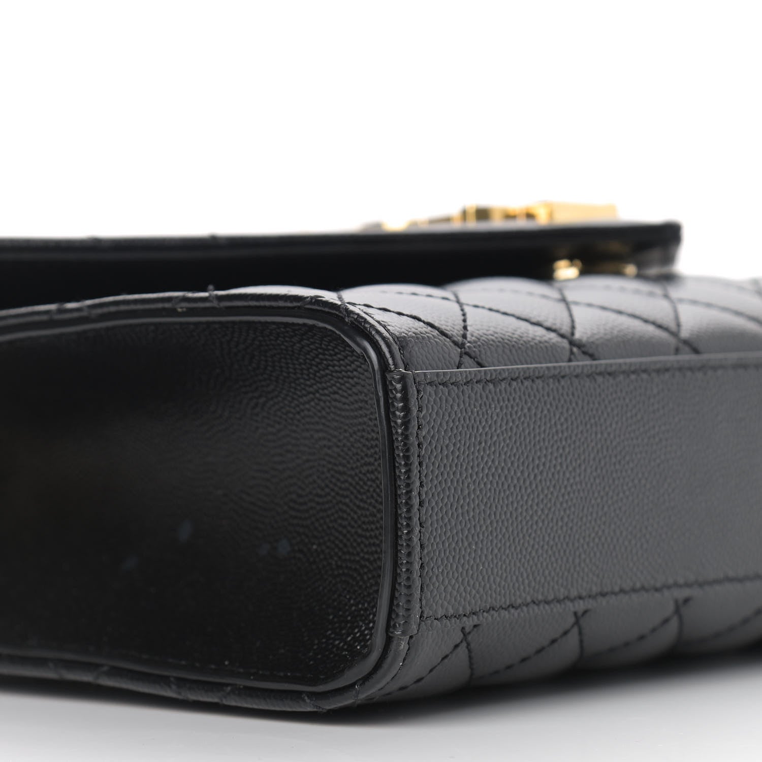 Saint Laurent Grain De Poudre Textured Mixed Matelasse Triquilt Medium Monogram Satchel Black 9 of 12