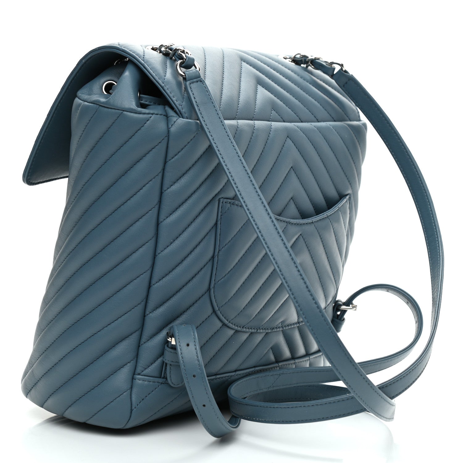 Chanel Calfskin Chevron Quilted Large Urban Spirit Backpack Light Blue 2 of 9