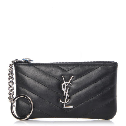 Saint Laurent Calfskin Matelasse Monogram Key Pouch Black 1 of 7