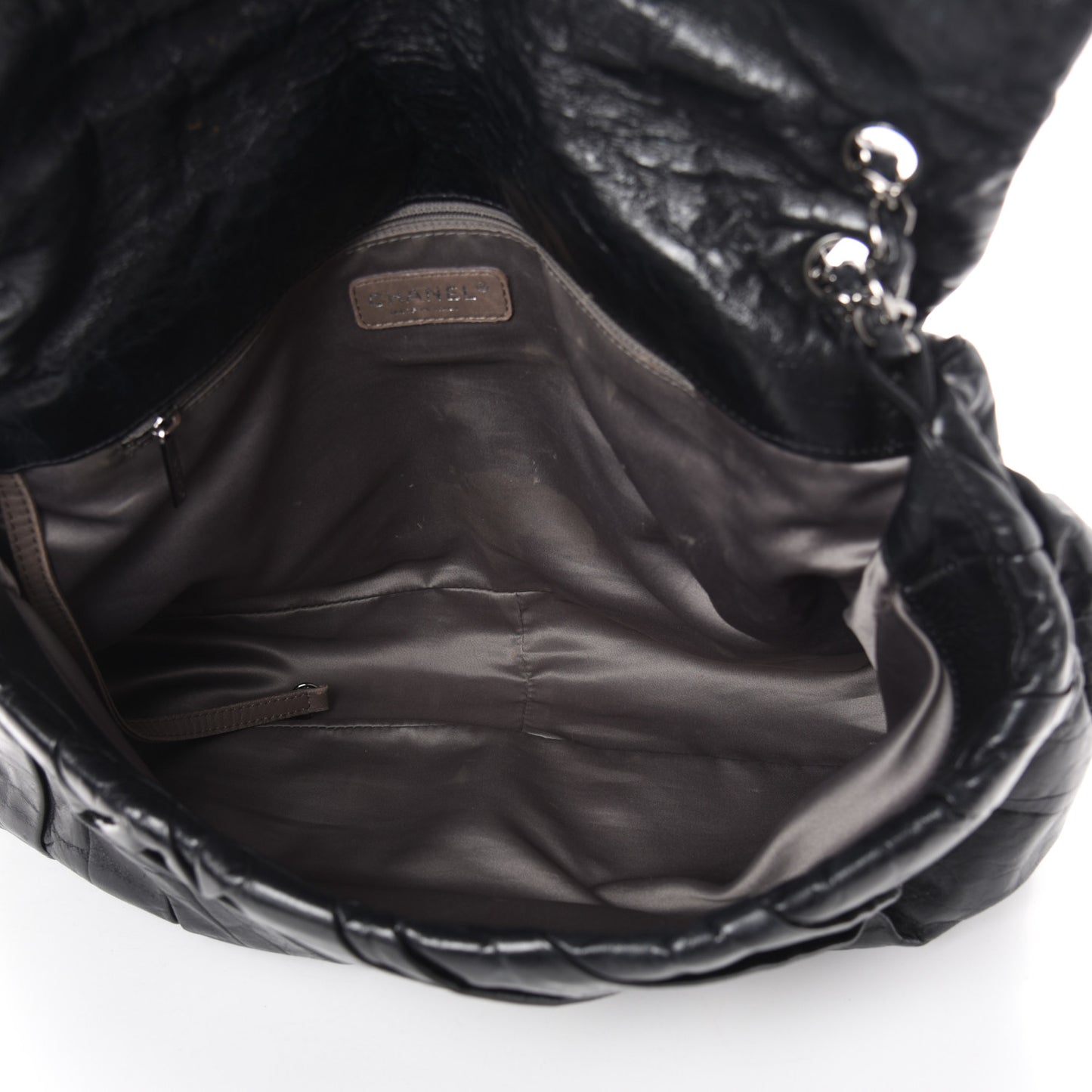 Glazed Calfskin Twisted Maxi Flap Black