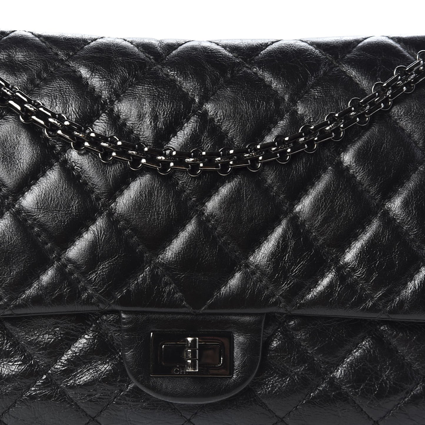 Aged Calfskin Quilted 2.55 Reissue 226 Flap So Black