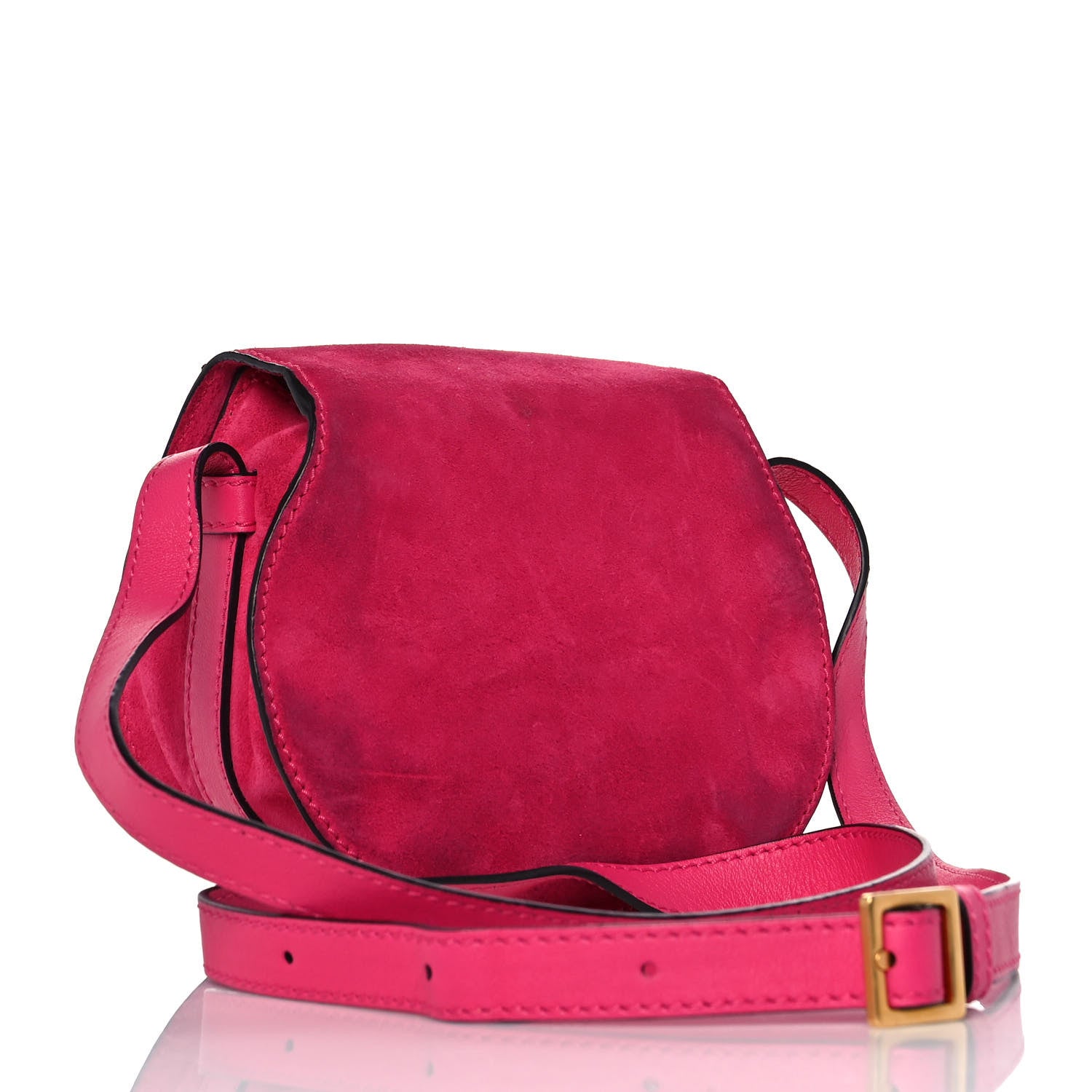 Chloe Suede Calfskin Braided Mini Marcie Round Crossbody Bag Fuchsia Rose 2 of 9