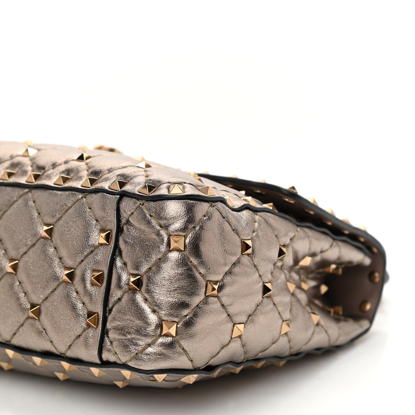 Metallic Lambskin Medium Rockstud Spike Shoulder Bag Sasso