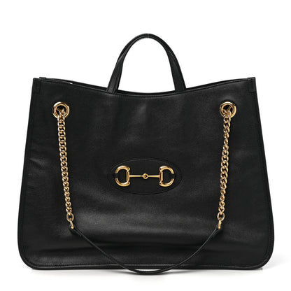 Gucci Calfskin Large Horsebit 1955 Tote Bag Black 1 of 10