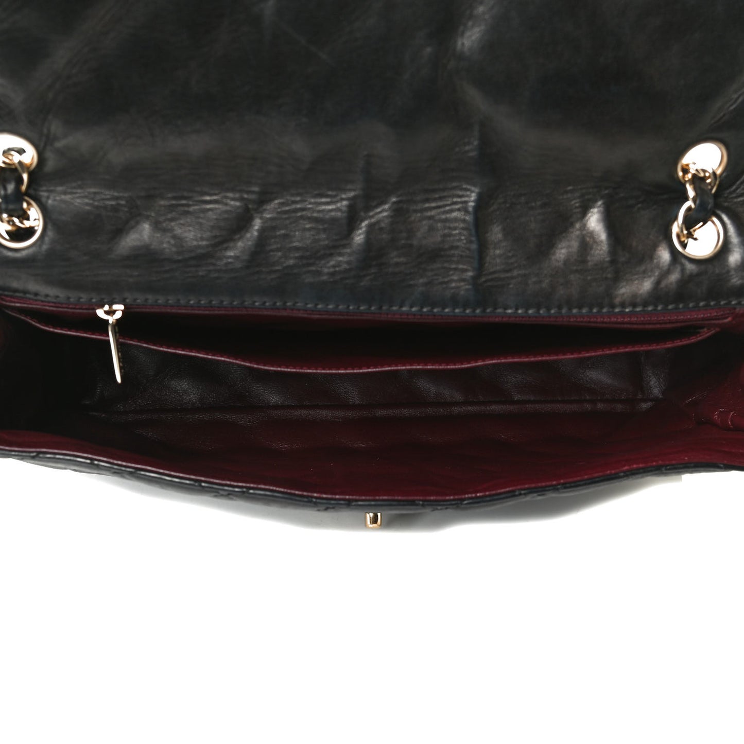 Washed Lambskin Quilted Maxi Single Flap Black