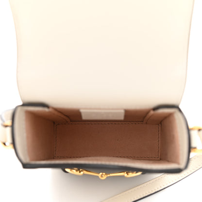 Gucci GG Supreme Monogram Azalea Calfskin Mini Horsebit 1955 Crossbody Bag Beige Ebony Mystic White 5 of 10