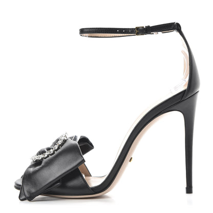 Gucci Nappa Ilse Pleated Bow Sandals 37 Black 1 of 8