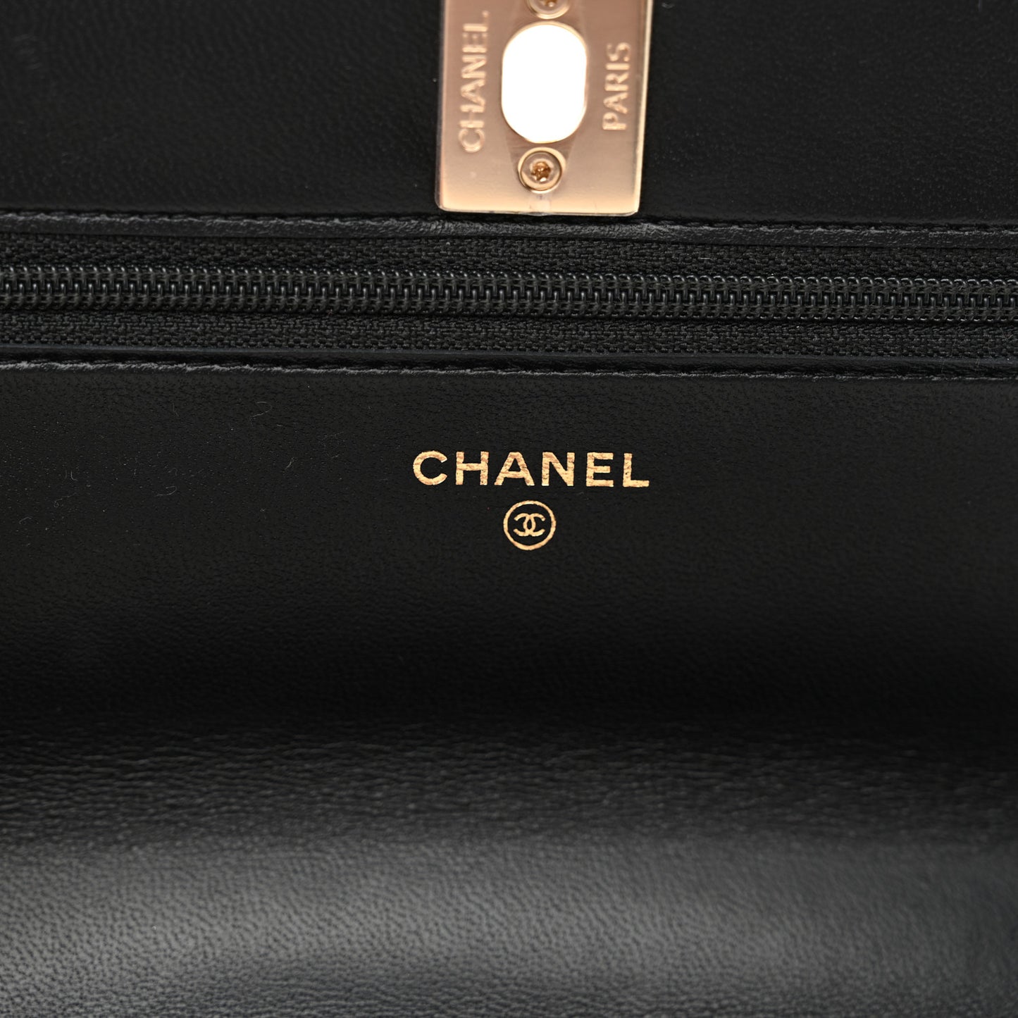 Lambskin Quilted Trendy CC Wallet On Chain WOC Black