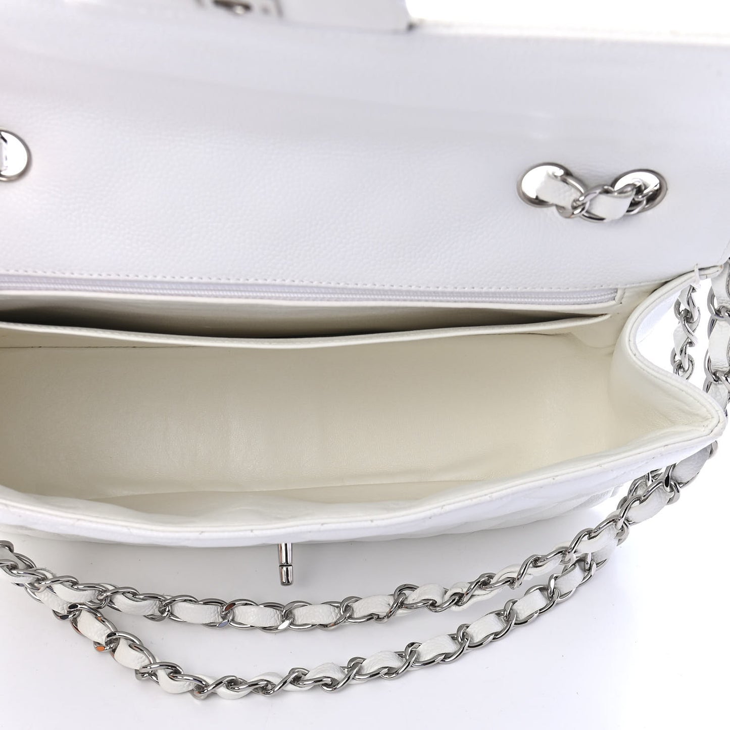 Caviar Quilted Jumbo Single Flap White