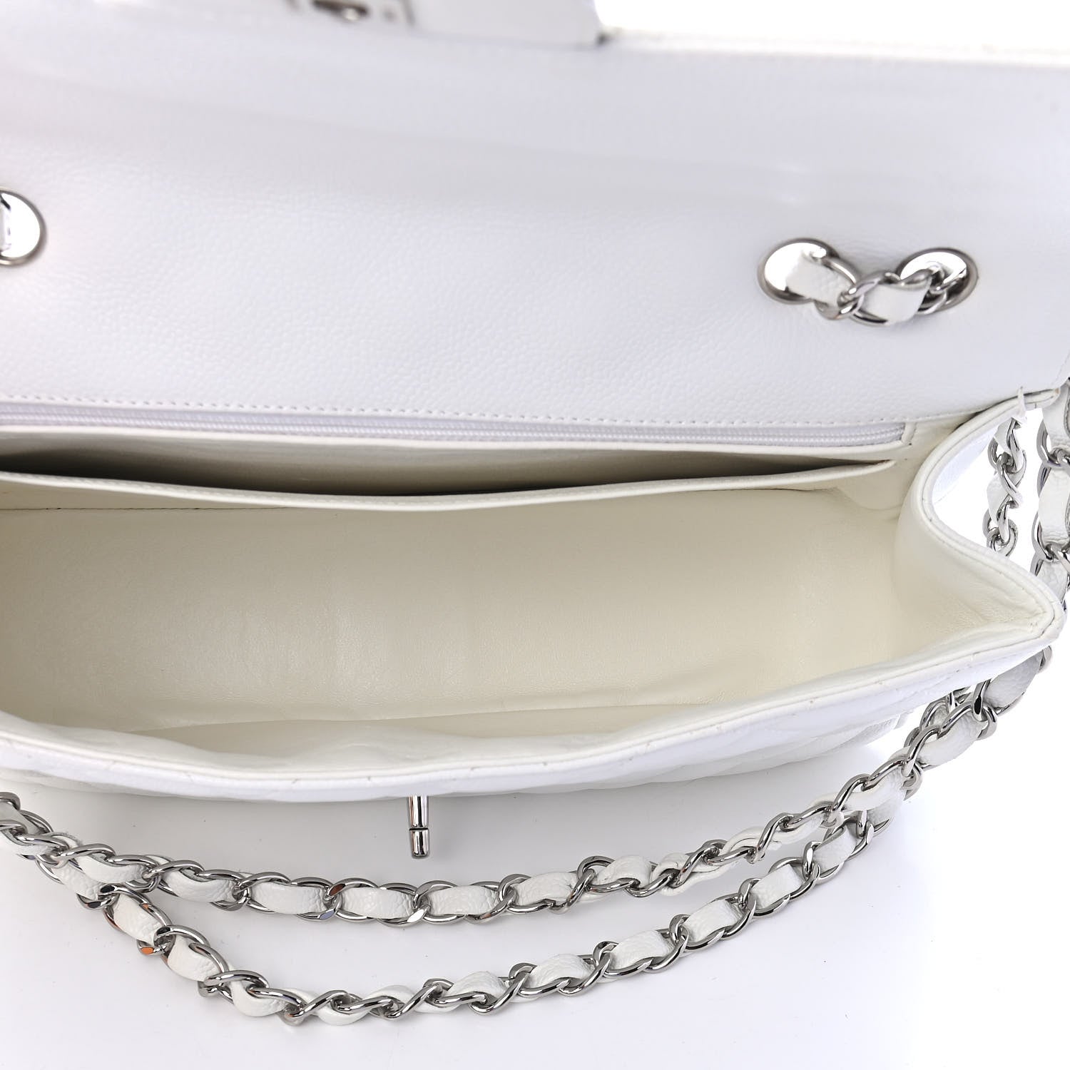 Chanel Caviar Quilted Jumbo Single Flap White 5 of 9