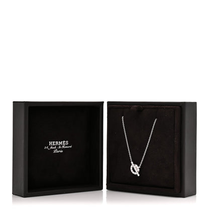 Hermes 18K White Gold Diamond Finesse Pendant Necklace 6 of 6