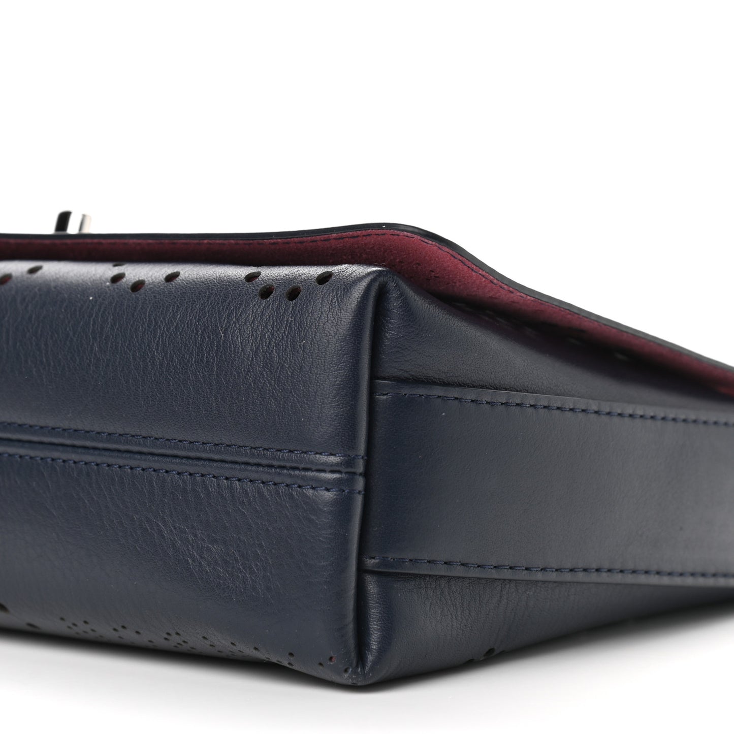 Calfskin Tweed Eyelet Flap Bag Navy