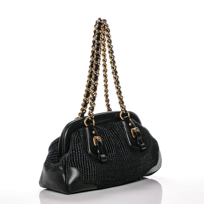 Prada Paglia Cinghiale Frame Tote Black 3 of 6