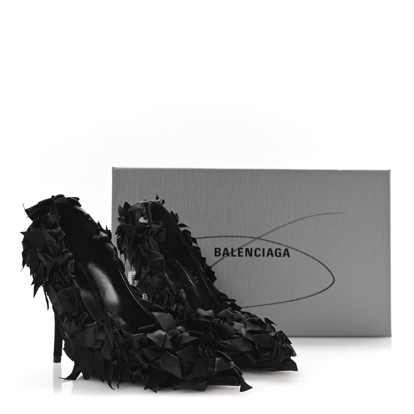 Satin Pointed Marie A Bows All Over 110mm Pumps 35 Black