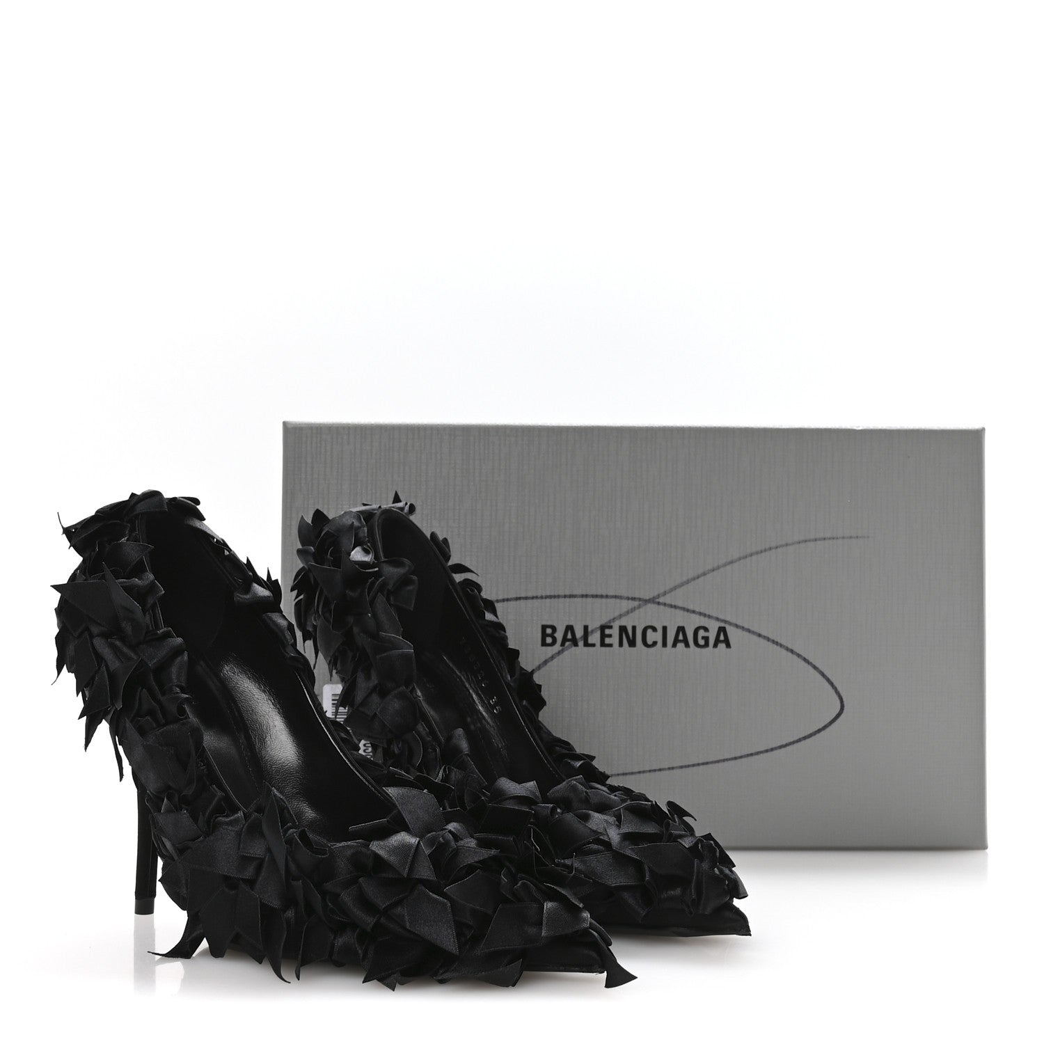 Balenciaga Satin Pointed Marie A Bows All Over 110mm Pumps 35 Black 9 of 9