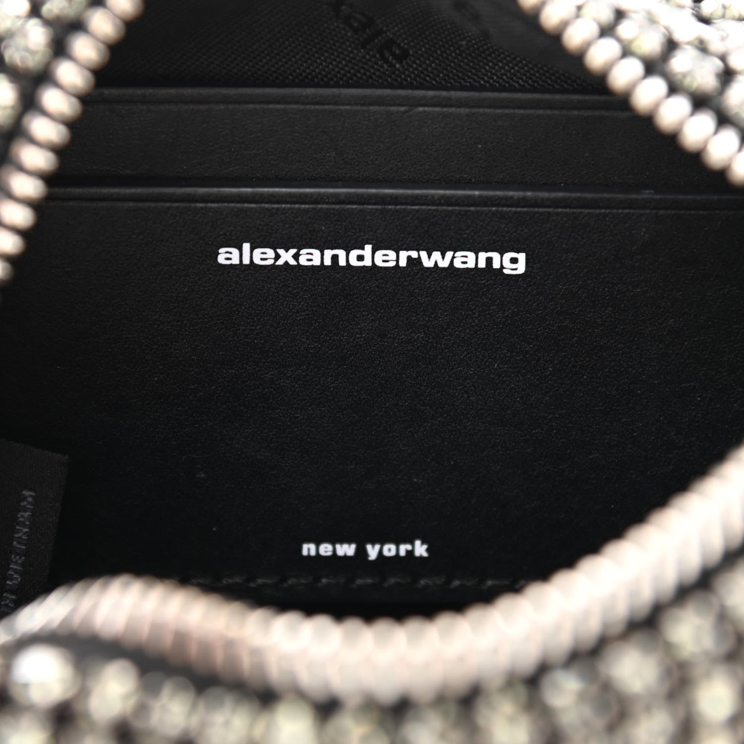 Alexander Wang Mesh Crystal Rhinestone Mini Heiress Pouch Black Silver 6 of 11