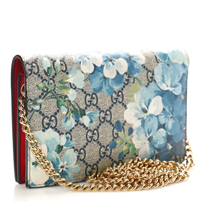 Gucci GG Supreme Monogram Blooms Chain Wallet Blue 2 of 8