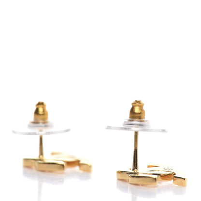 Chanel Metal CC Paris Button Stud Earrings Gold 3 of 5