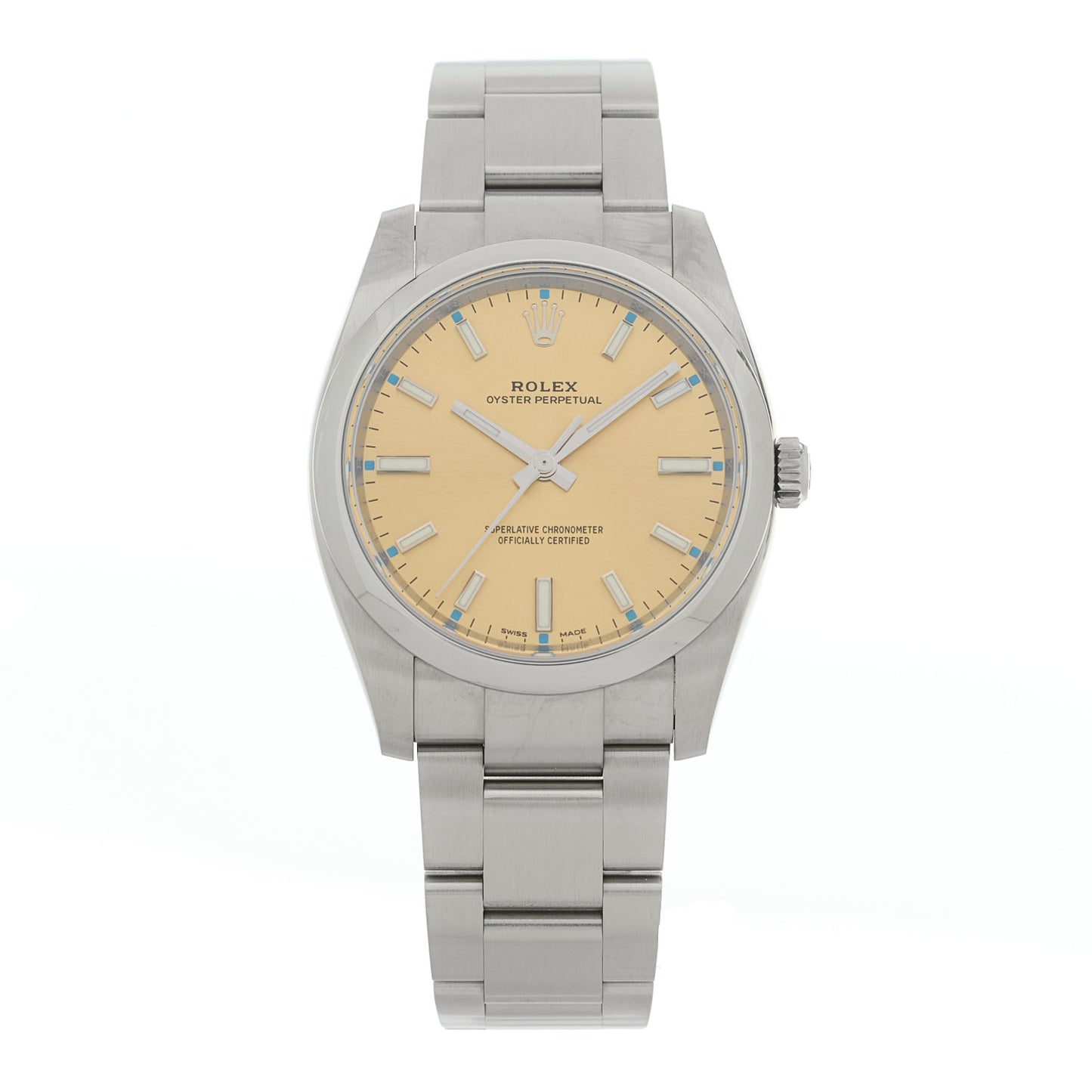 Stainless Steel 34mm Oyster Perpetual Watch White Grape 114200
