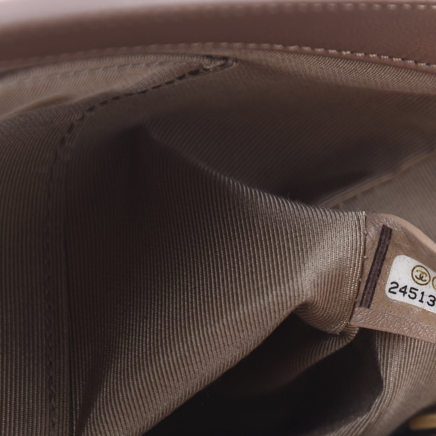 Calfskin Chevron Quilted New Medium Boy Flap Beige
