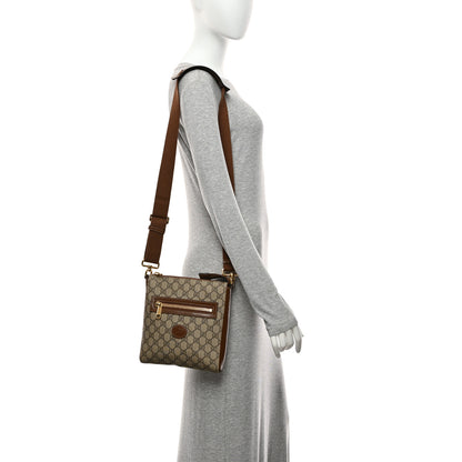 Gucci GG Supreme Monogram Azalea Calfskin Retro Interlocking G Flat Messenger Bag Beige Ebony Brown Sugar 2 of 11