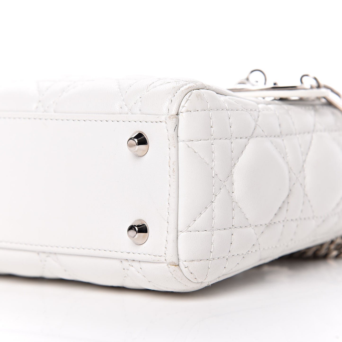 Lambskin Cannage Mini Lady Dior White