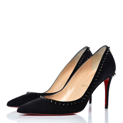 Christian Louboutin Suede Studded Anjalina 85 Pumps 37 Black 3 of 16