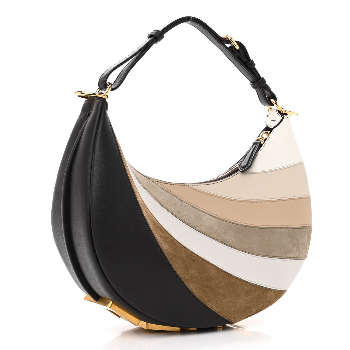 Vitello Seta Goatskin Suede Rainbow Inlay Small Fendigraphy Hobo Bag Grigio Multicolor Ebano