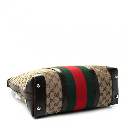 Gucci Monogram Vintage Web Medium Hobo Dark Brown 3 of 4