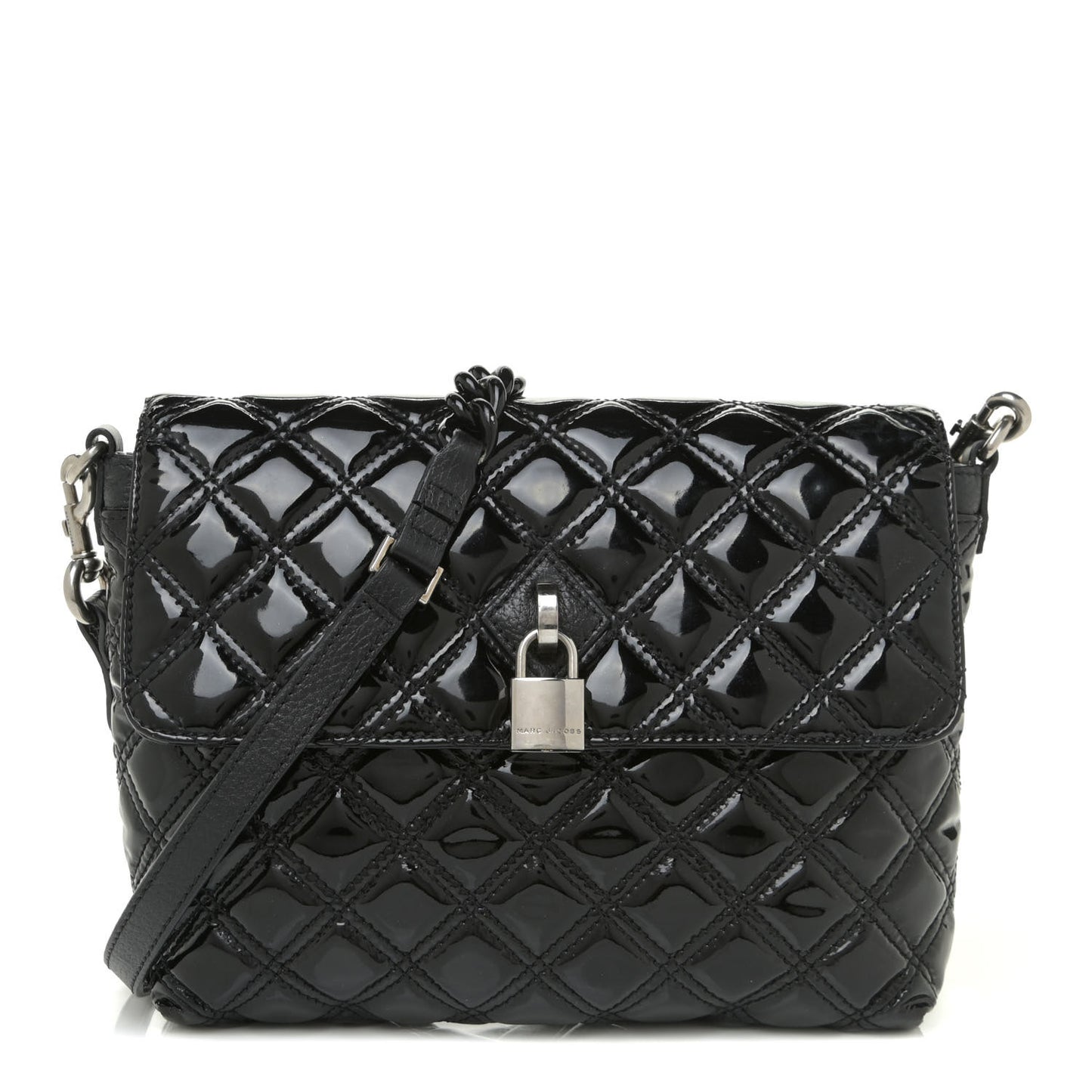 Patent Quilted Single Flap Black