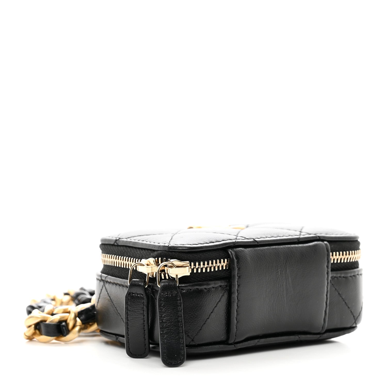 Chanel Lambskin Quilted Mini Lacquered Chain Clutch Black 3 of 8