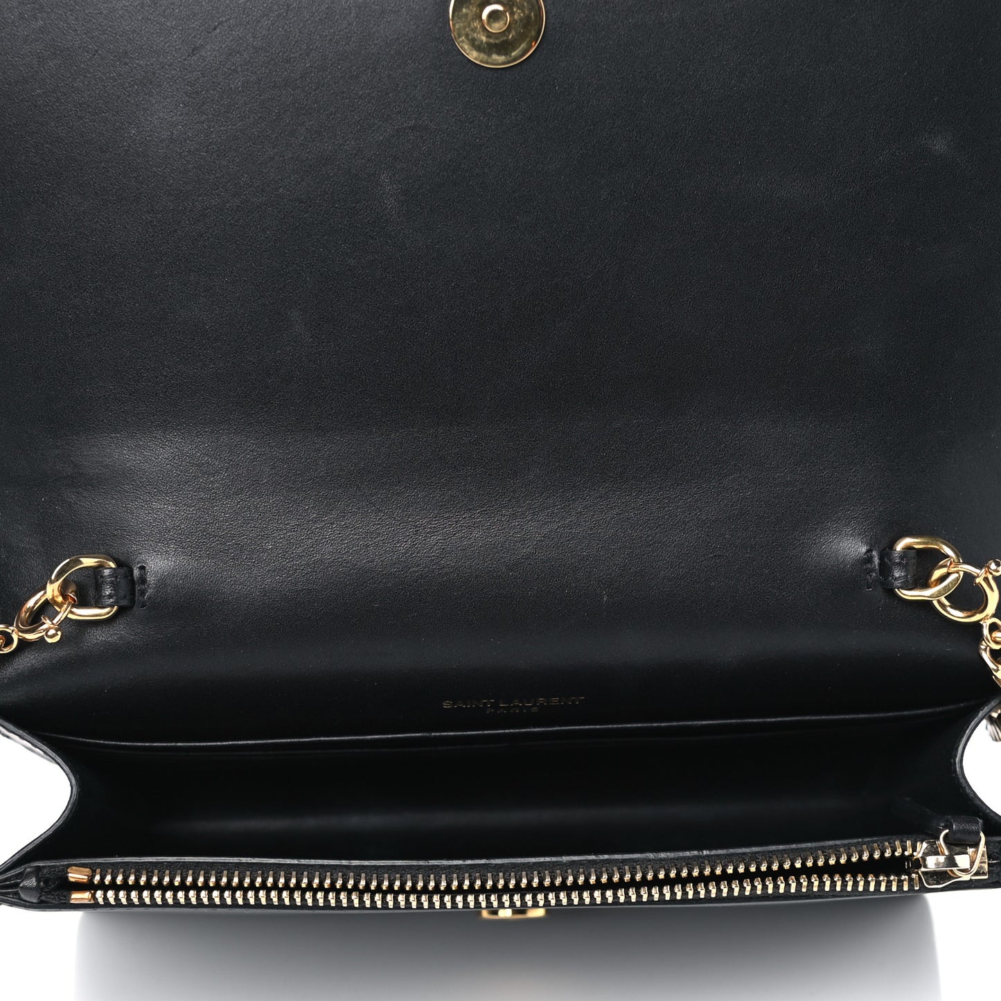 Smooth Calfskin Classic Monogram Kate Tassel Chain Wallet Black