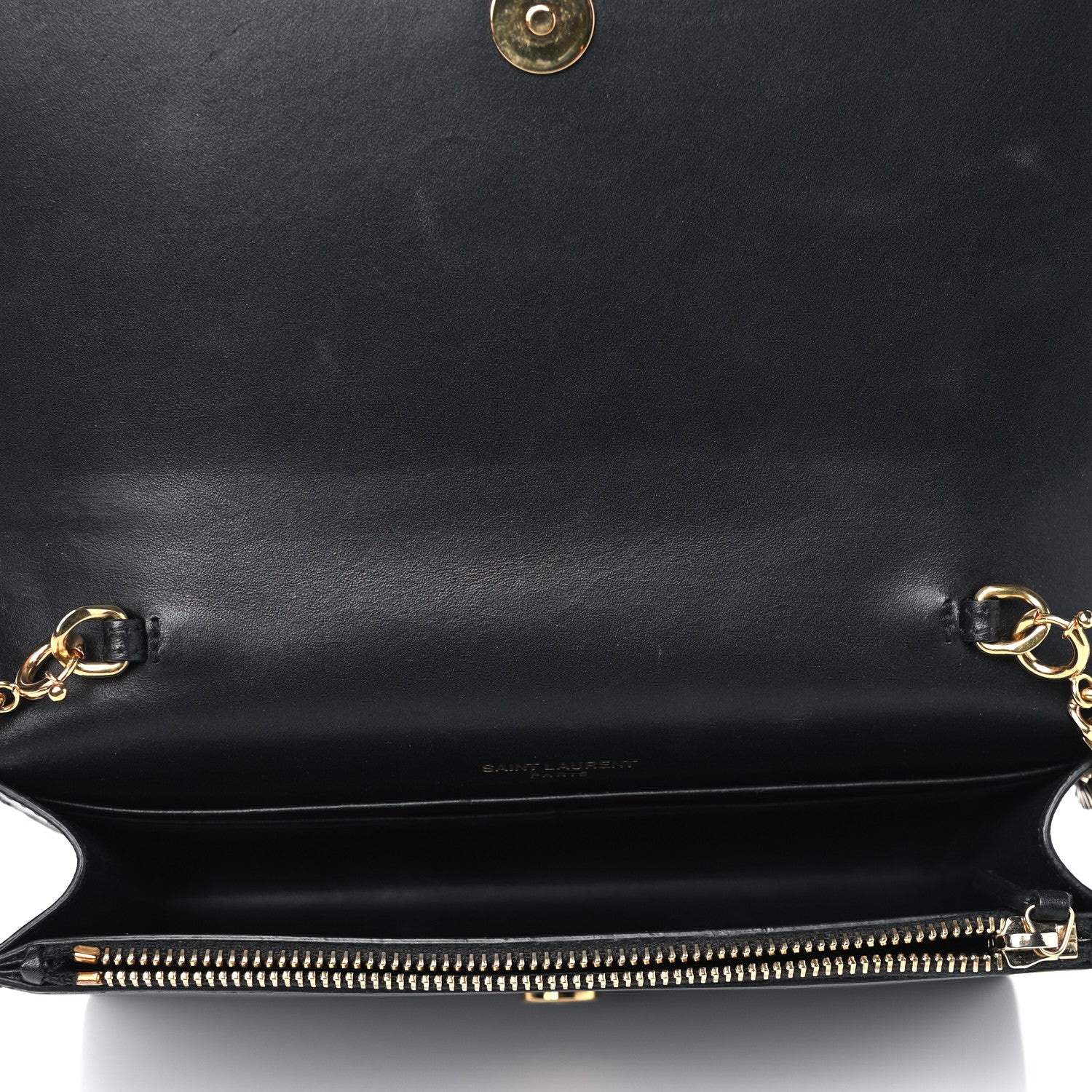 Saint Laurent Smooth Calfskin Classic Monogram Kate Tassel Chain Wallet Black 4 of 8