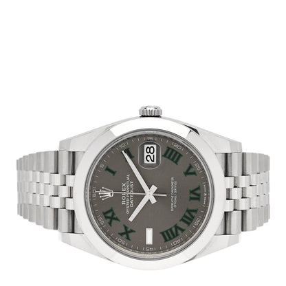 Rolex Stainless Steel 41mm Oyster Perpetual Wimbledon Datejust Watch Slate 126300 2 of 5