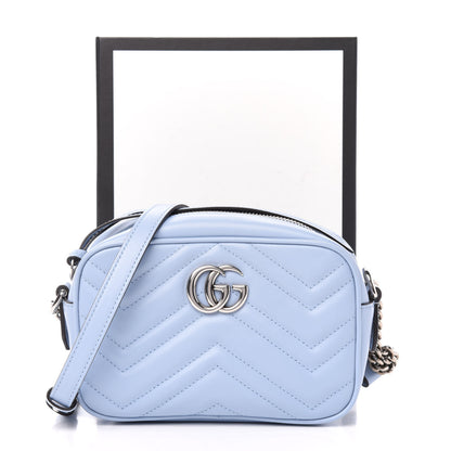 Gucci Calfskin Matelasse Mini GG Marmont Chain Shoulder Bag Porcelain Light Blue 13 of 13