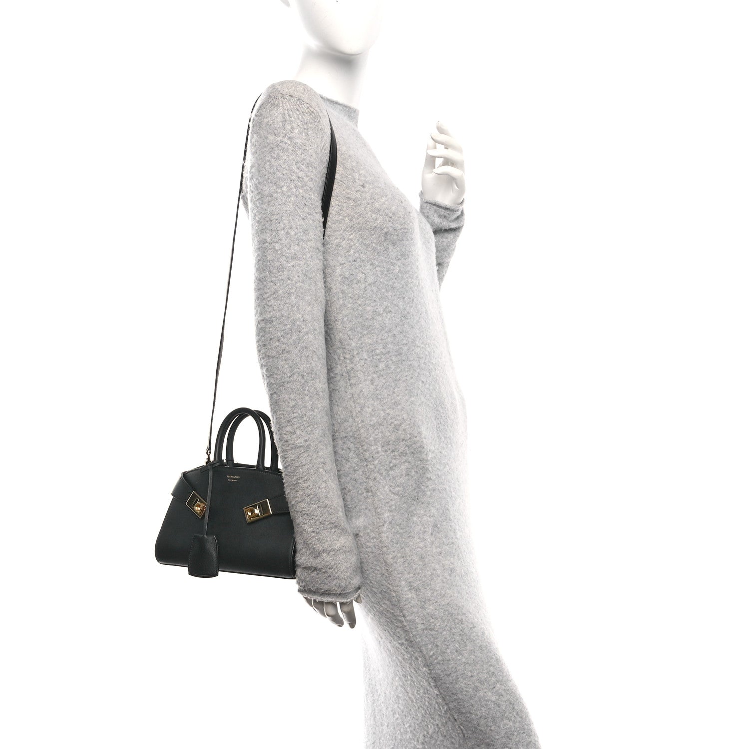 Salvatore Ferragamo Calfskin Mini Hug Bag Black 2 of 9