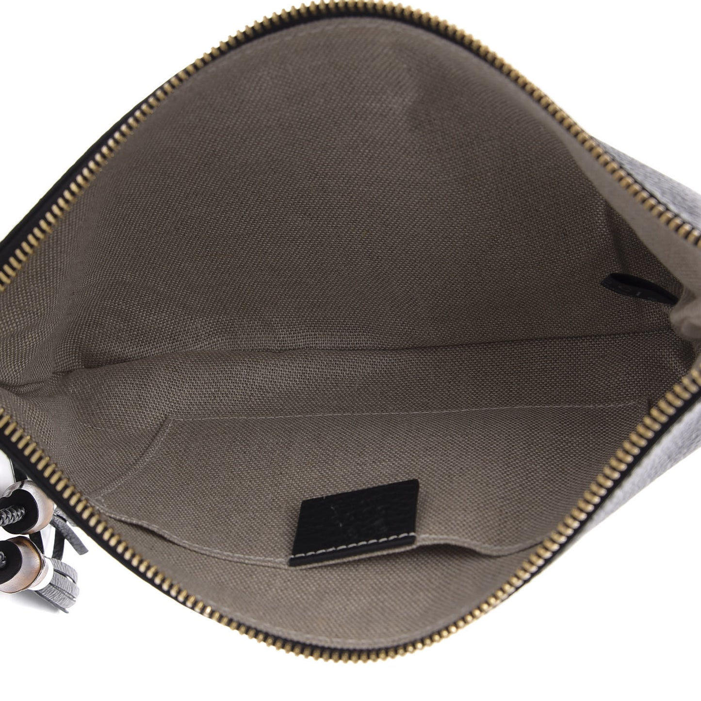 Pebbled Calfskin Large Bamboo Clutch Black