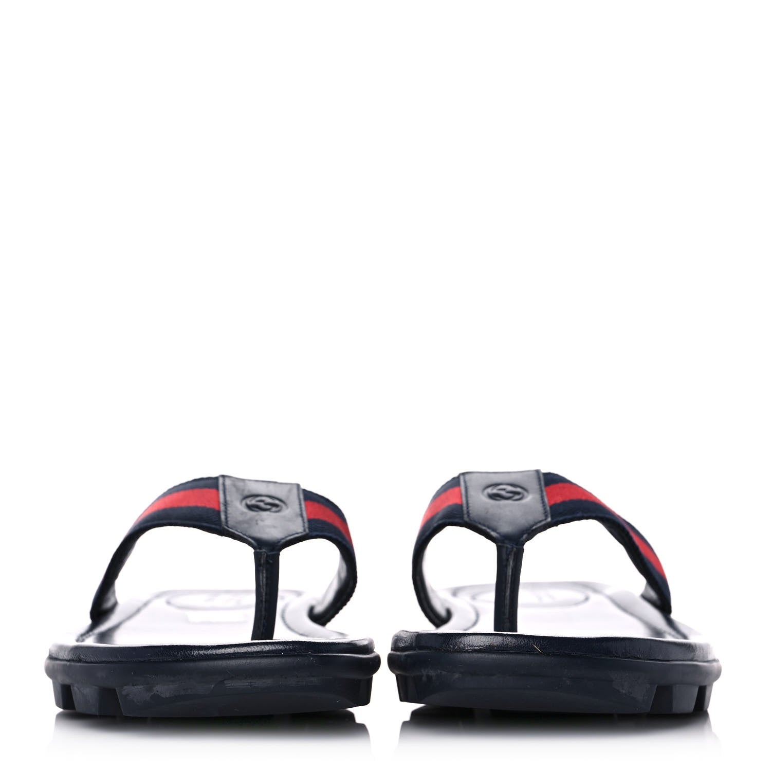 Gucci Nylon Calfskin Web Mens Cleat Sole Thong Sandals 5.5 Navy 2 of 10