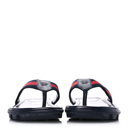 Gucci Nylon Calfskin Web Mens Cleat Sole Thong Sandals 5.5 Navy 2 of 10