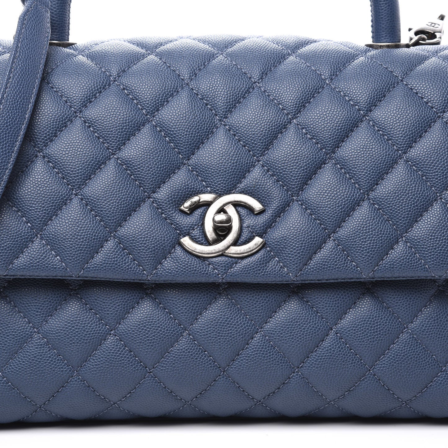 Caviar Quilted Small Coco Handle Flap Blue