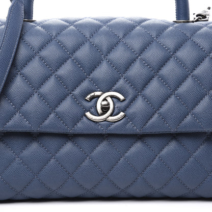 Chanel Caviar Quilted Small Coco Handle Flap Blue 9 of 9