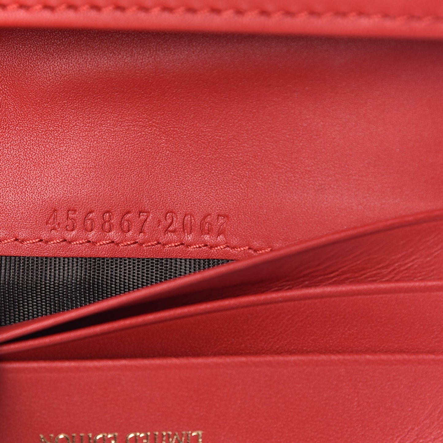 GG Supreme Monogram Kingsnake Heart Embroidered Print Card Case Red